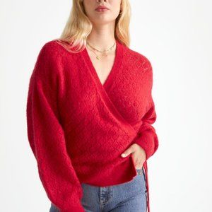 & Other Stories Pointelle Knit Wrap Cardigan, S, red